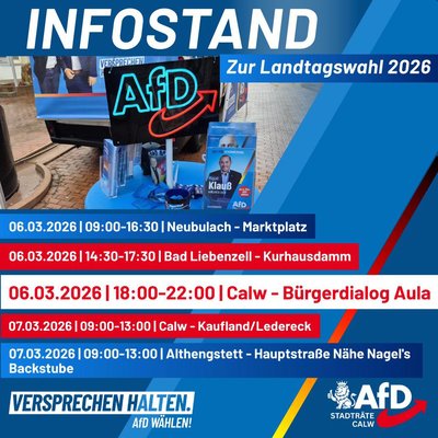 Event-Flyer AfD Infostand Bad Liebenzell, 06.03.26