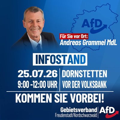Event-Flyer Infostand AfD Gebietsverband Freudenstadt/Nordschwarzwald 25.07.2026