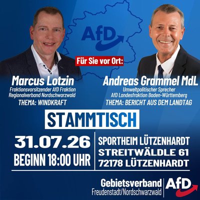 Event-Flyer AfD Stammtisch Lützenhardt 31.07.2026