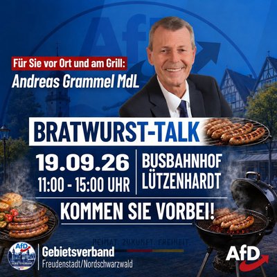 Event-Flyer AfD Infostand mit grillen 19.09.2026 Lützenhardt