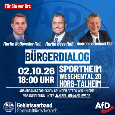 Event-Flyer AfD Bürgerdialog 02.10.2026 Horb-Talheim