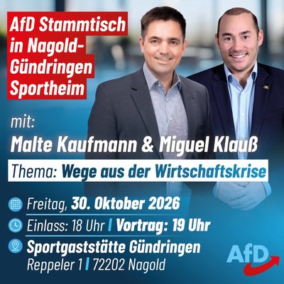 Event-Flyer AfD Stammtisch 30.10.2026 Nagold Sportgaststätte Gündringen