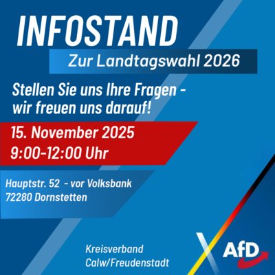 Event-Flyer AfD Infostand zur LTW 2026 in Dornstetten