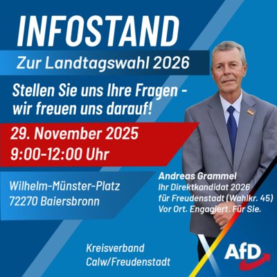 Event-Flyer AfD Infostand - zur LTW 2026 in Baiersbronn